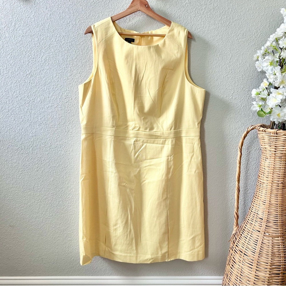NEW Talbots Butter Yellow Sleeveless Pleated Skirt Dress Size 20 Cotton Blend